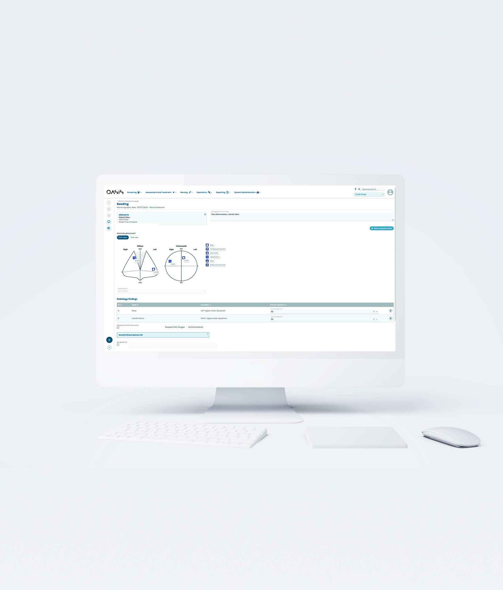 Picture of a computer displaying the Oasis interface.