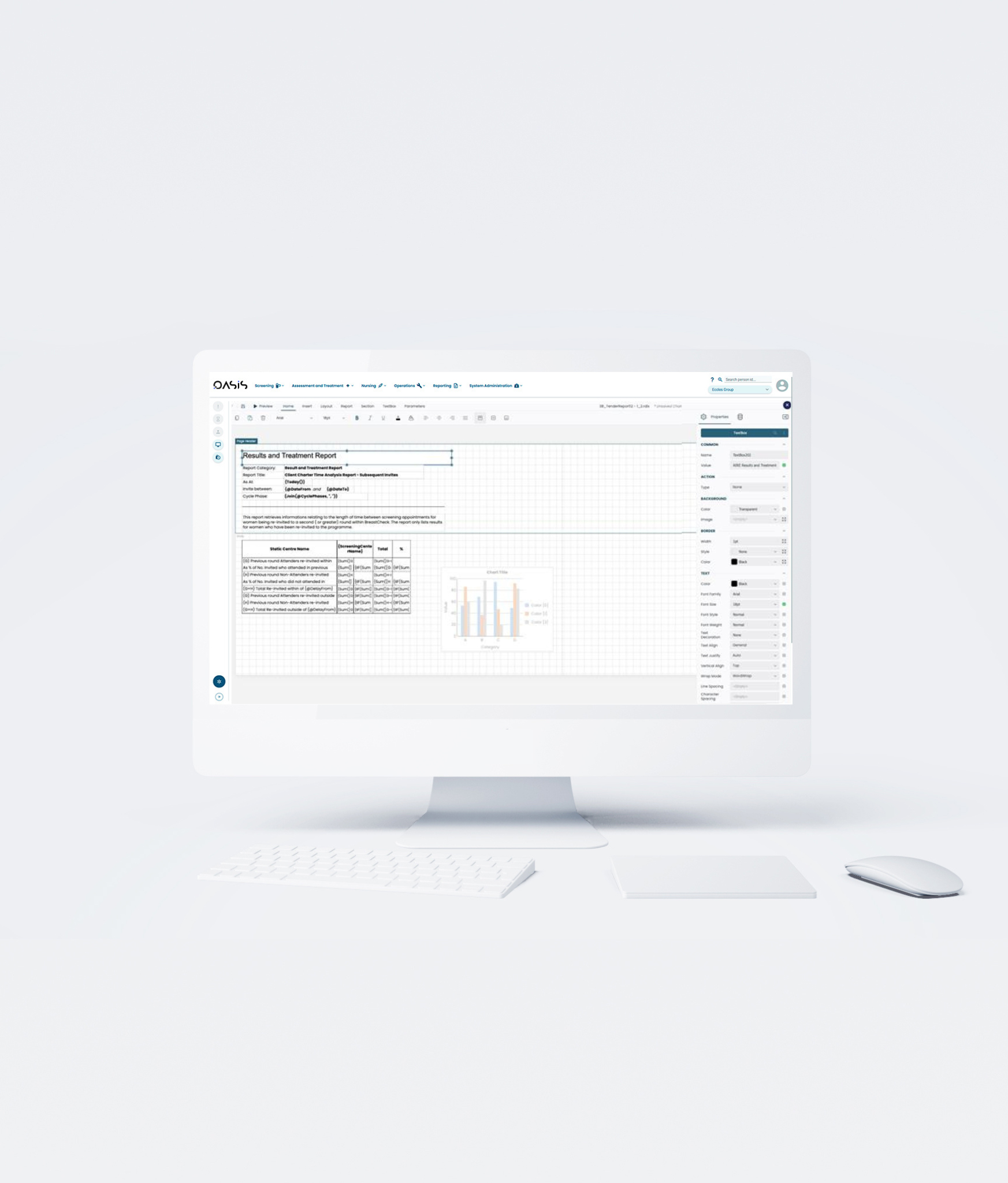Picture of a computer displaying the Oasis interface.