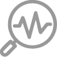 Icon of an electrocardiography inside a magnifying glass.