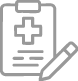Icon of a pen in front of a medical document.