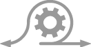 Icon of arrows around a cogwheel.