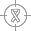 Icon of the breast cancer ribbon inside a target.